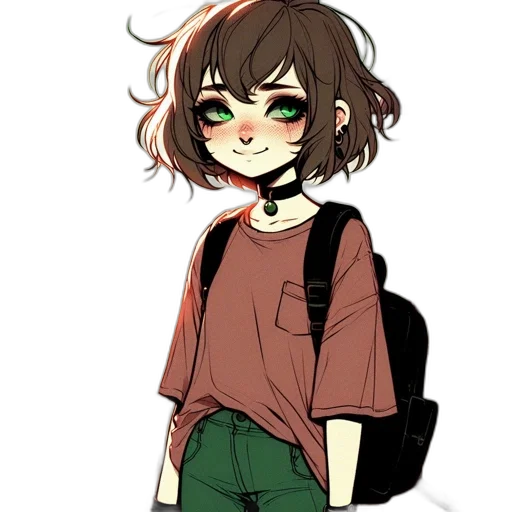 jacket, staff, creature, face, anime, cartoon, watercolor, concept art transparent PNG cut-out