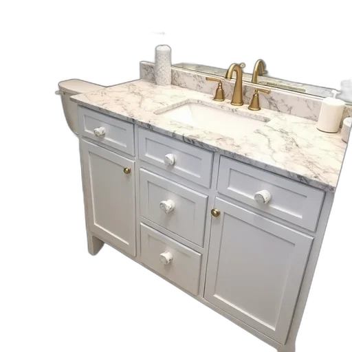 furniture, 3d render, modern, bathroom, large, vanity, featuring, marble transparent PNG cut-out