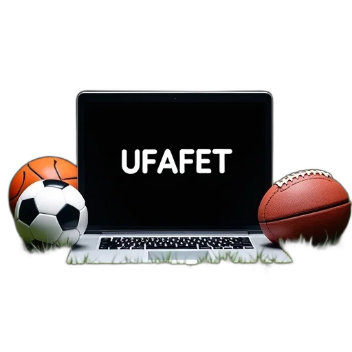 silver, laptop, black, screen, displaying, logo, ufafet, placed transparent PNG cut-out