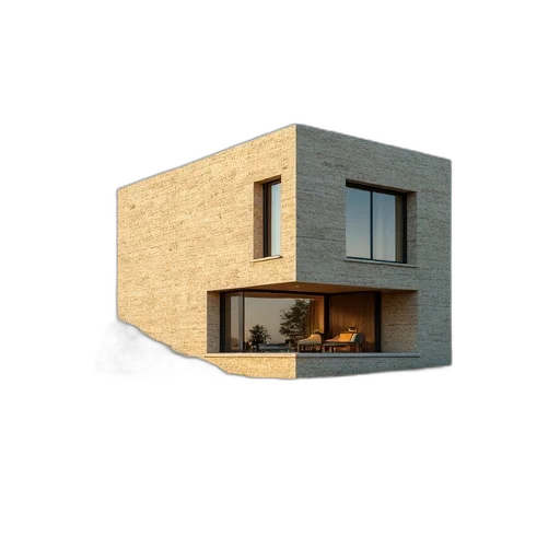 building, 3d render, photorealistic, concept art, earth tones, beige, brick, stone transparent PNG cut-out
