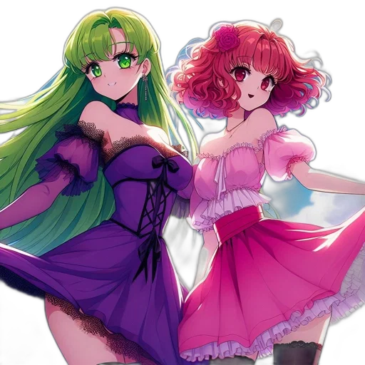 dress, anime, concept art, vaporwave, pixel art, green, colorful, neon transparent PNG cut-out