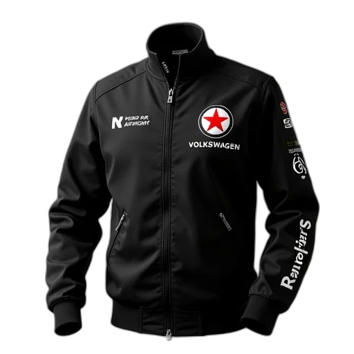 jacket, 3d render, black, red, star, left, chest, word transparent PNG cut-out