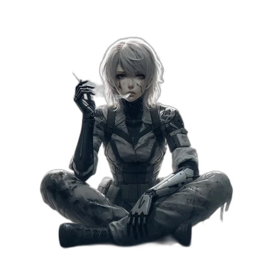 robot, mask, face, weapon, concept art, cyberpunk, comic book art, pixel art transparent PNG cut-out