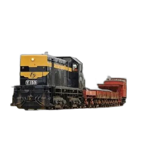 3d render, photorealistic, concept art, vintage, train, number, y159, front transparent PNG cut-out