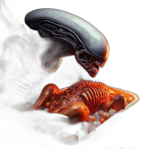 creature, food, animal, dragon, concept art, photorealistic, fantasy art, 3d render transparent PNG cut-out