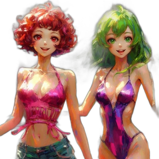 dress, concept art, vaporwave, anime, fantasy art, outer space, neon, green transparent PNG cut-out