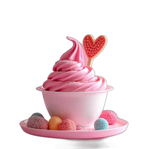 food, hat, 3d render, photorealistic, pastel, image, pink, yogurt transparent PNG cut-out