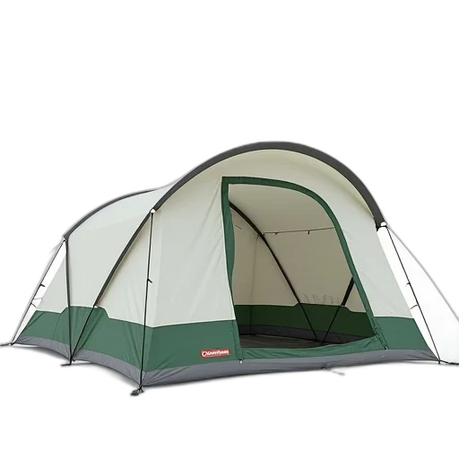 umbrella, white, green, tent, grey, floor, displayed, against transparent PNG cut-out