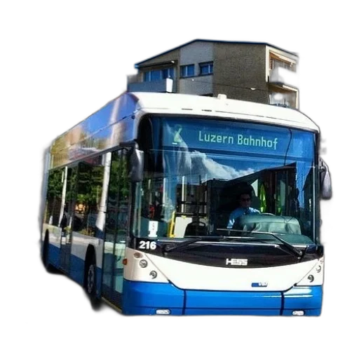 staff, animal, photorealistic, 3d render, blue, white, bus, driving transparent PNG cut-out