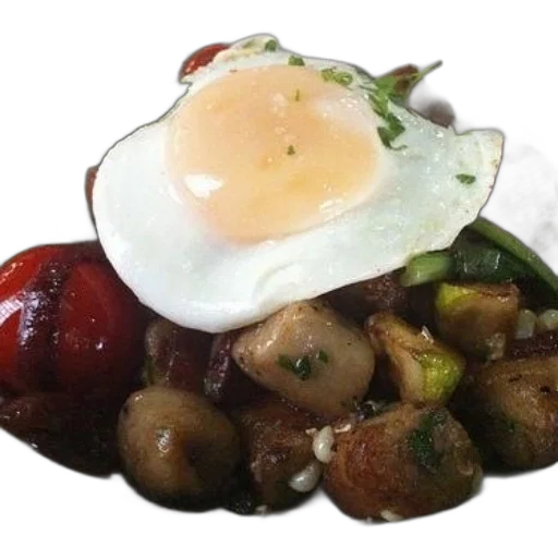 food, crown, photorealistic, plate, fried, egg, top, featuring transparent PNG cut-out