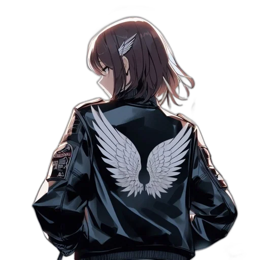 jacket, weapon, hair, staff, concept art, pixel art, anime, cyberpunk transparent PNG cut-out