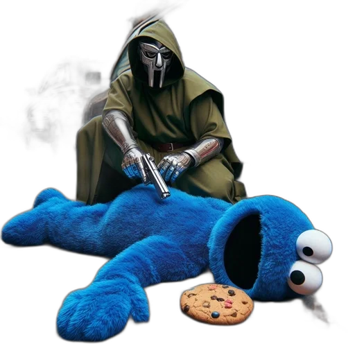 creature, concept art, blue, city, street, cookie, monster, toy transparent PNG cut-out