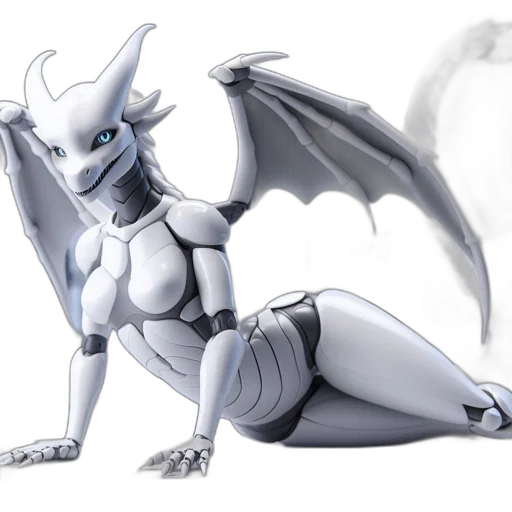 dragon, robot, creature, concept art, fantasy art, 3d render, pixel art, monochrome transparent PNG cut-out