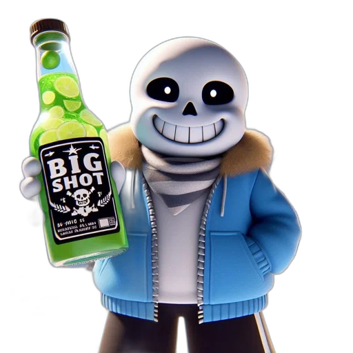 bottle, jacket, robot, 3d render, concept art, large, animated, skull transparent PNG cut-out
