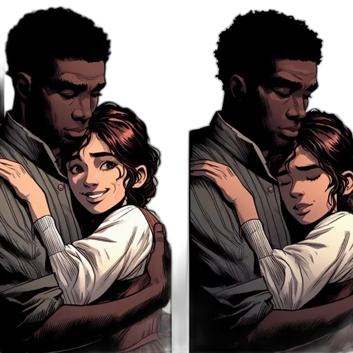 comic book art, concept art, pixel art, watercolor, earth tones, two, panels, depict transparent PNG cut-out
