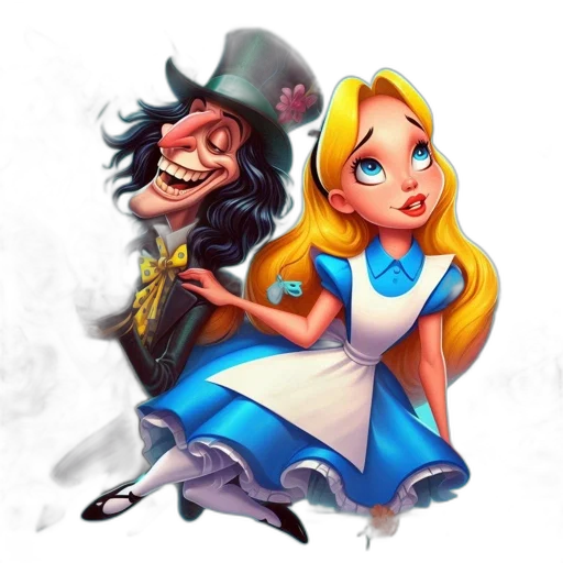 concept art, cartoon, comic book art, fantasy art, illustrated, rendition, alice, wonderland transparent PNG cut-out