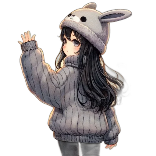 hat, jacket, staff, animal, pixel art, anime, cartoon, 3d render transparent PNG cut-out