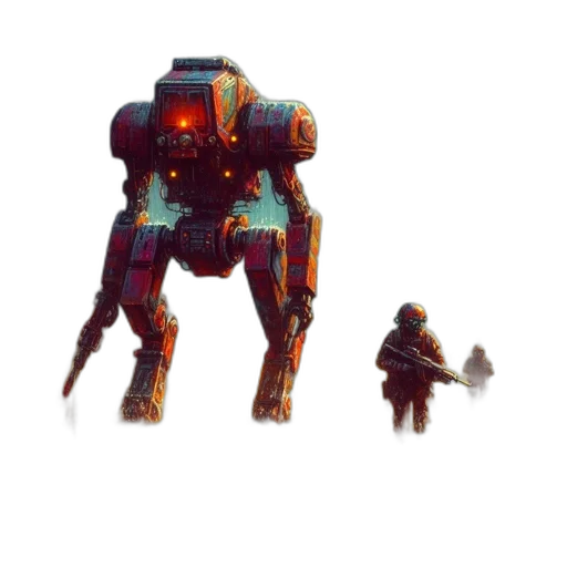 robot, weapon, creature, animal, concept art, pixel art, 3d render, cyberpunk transparent PNG cut-out