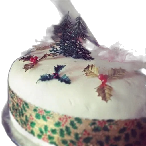 hat, crown, 3d render, christmas, cake, holly, leaves, berries transparent PNG cut-out