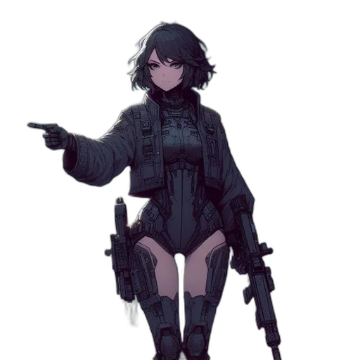 weapon, dress, jacket, staff, concept art, cyberpunk, pixel art, fantasy art transparent PNG cut-out