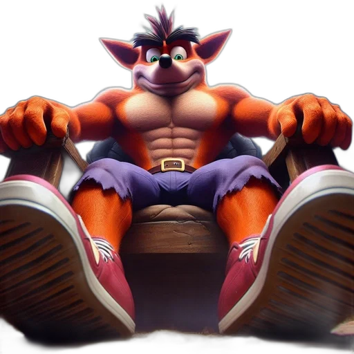furniture, animal, 3d render, concept art, vaporwave, photorealistic, anthropomorphic, fox transparent PNG cut-out