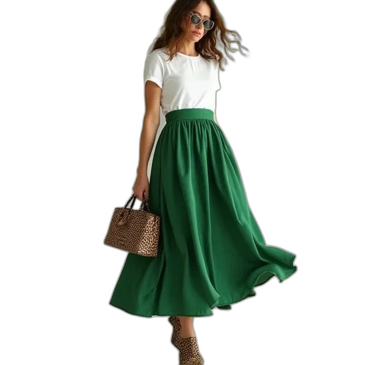 dress, green, earth tones, monochrome, colorful, woman, wearing, skirt transparent PNG cut-out