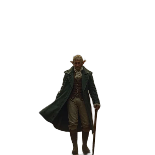 staff, hat, jacket, creature transparent PNG cut-out
