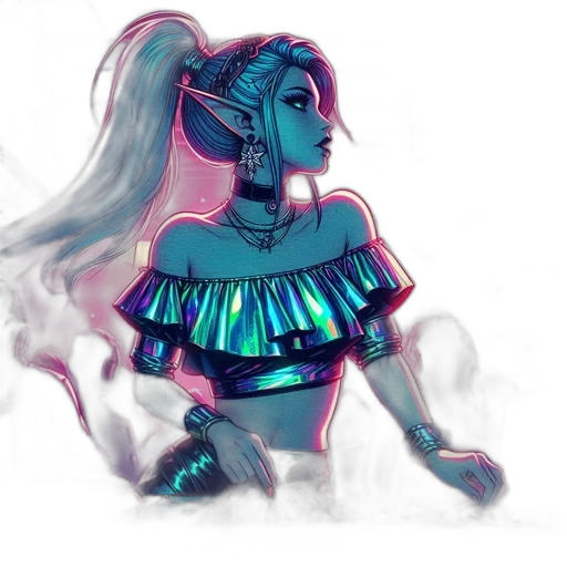 dress, concept art, vaporwave, fantasy art, watercolor, neon lights, pastel, neon transparent PNG cut-out