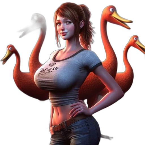 animal, concept art, fantasy art, 3d render, photorealistic, young, woman, lost transparent PNG cut-out