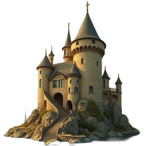 building, crown, 3d render, concept art, fantasy art, photorealistic, forest, second transparent PNG cut-out