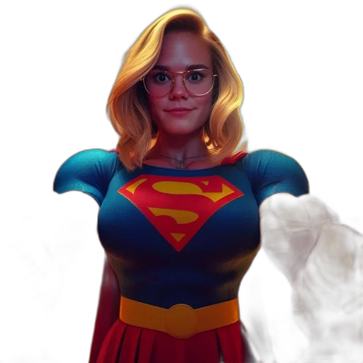 comic book art, cartoon, concept art, 3d render, woman, dressed, supergirl, showing transparent PNG cut-out