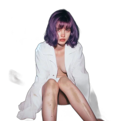 dress, hair, jacket, umbrella, photorealistic, concept art, cyberpunk, vaporwave transparent PNG cut-out