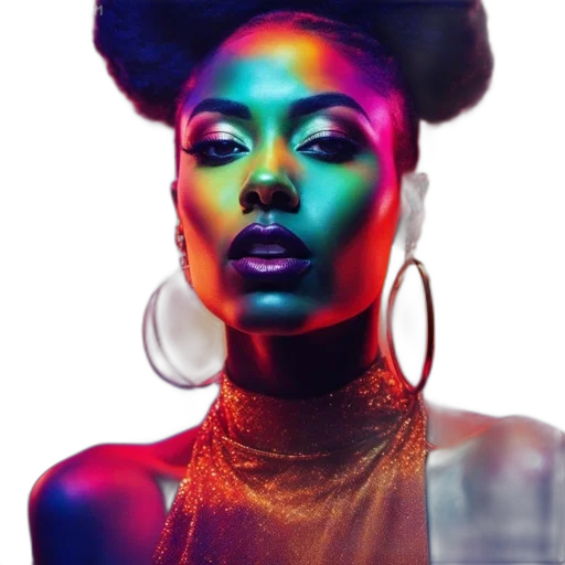 crown, face, jewelry, hair, photorealistic, concept art, watercolor, neon lights transparent PNG cut-out