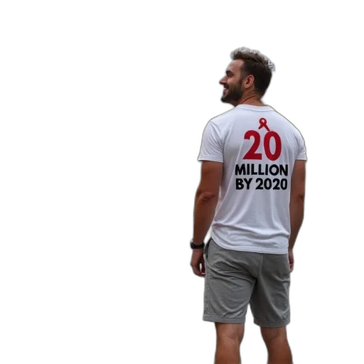 3d render, man, standing, city, square, white, shirt, grey transparent PNG cut-out