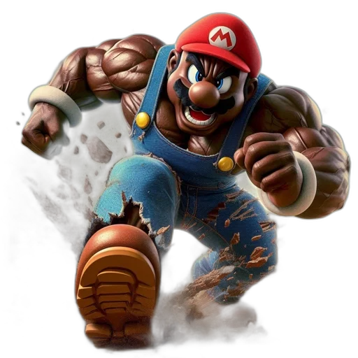 weapon, animal, face, staff, concept art, 3d render, photorealistic, mario transparent PNG cut-out
