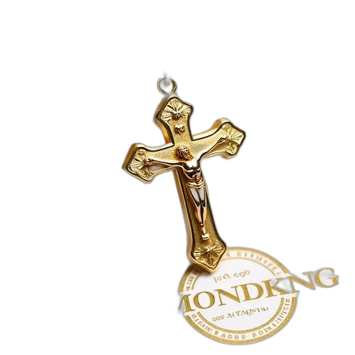 jewelry, gold-colored, crucifix, pendant, detailed, design, including, figure transparent PNG cut-out