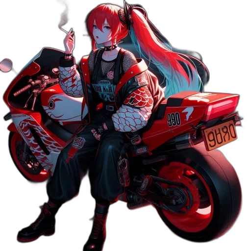 weapon, concept art, anime, cyberpunk, fantasy art, red, dark, animated transparent PNG cut-out