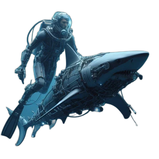 robot, weapon, creature, sword, concept art, fantasy art, cyberpunk, comic book art transparent PNG cut-out