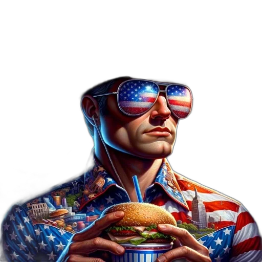 food, face, concept art, pixel art, comic book art, cyberpunk, man, eccentric transparent PNG cut-out