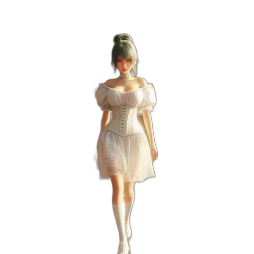 dress, robot, staff, 3d render, concept art, photorealistic, fantasy art, monochrome transparent PNG cut-out