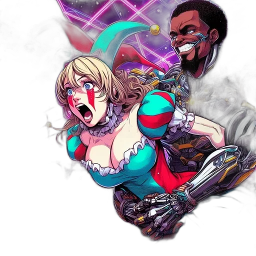 concept art, cyberpunk, comic book art, anime, two, animated, characters, stand transparent PNG cut-out