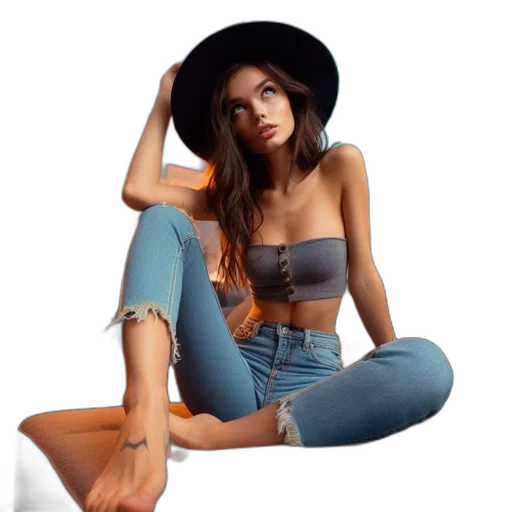 hat, jewelry, shoes, face, photorealistic, concept art, fantasy art, 3d render transparent PNG cut-out