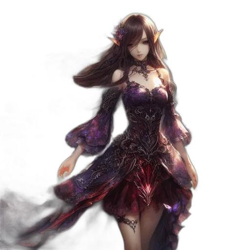 dress, fantasy art, concept art, pixel art, watercolor, dark, monochrome, red transparent PNG cut-out