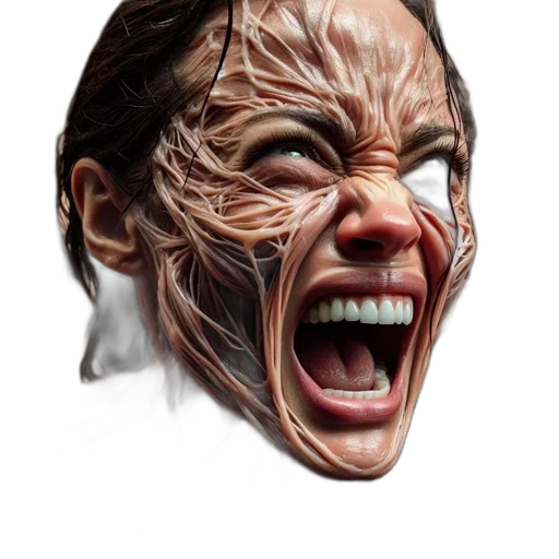 mask, face, creature, hair, photorealistic, concept art, 3d render, comic book art transparent PNG cut-out