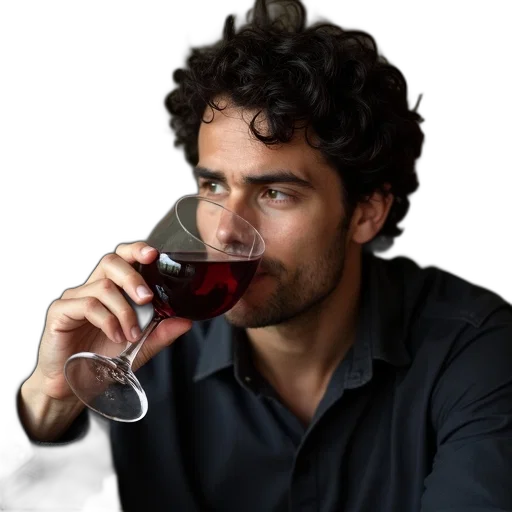 staff, bottle, face, photorealistic, pixel art, 3d render, man, dark transparent PNG cut-out