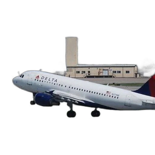 3d render, concept art, delta, airplane, taking, off, runway transparent PNG cut-out