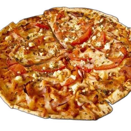 food, crown, 3d render, photorealistic, flatbread, pizza, topped, tomatoes transparent PNG cut-out