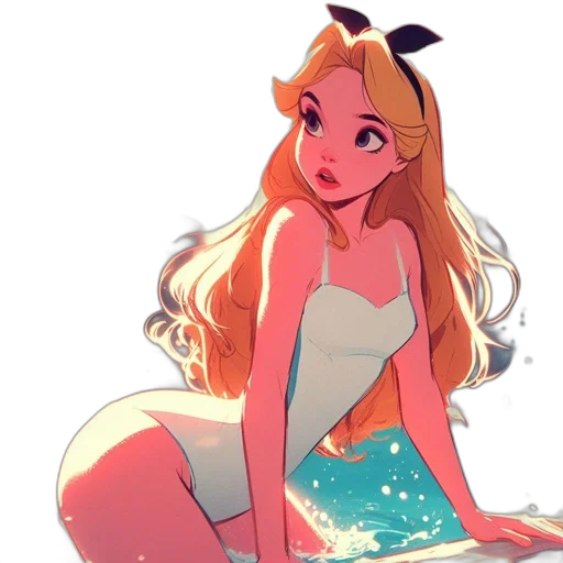 dress, crown, creature, concept art, anime, cartoon, fantasy art, underwater transparent PNG cut-out