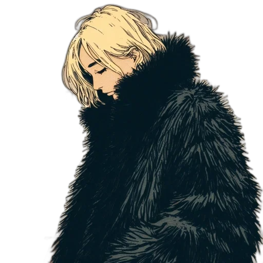 jacket, animal, hair, creature, concept art, watercolor, comic book art, pixel art transparent PNG cut-out