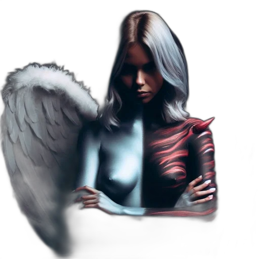 creature, face, hair, fantasy art, concept art, pixel art, photorealistic, dark transparent PNG cut-out